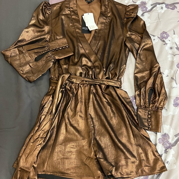 GUESS Romper xsmall NWT | Copper/Metallic | Never Used Brand New | Holiday Dress - Picture 3 of 4